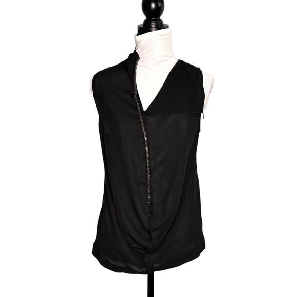 Caribbean Queen Sleeveless V-Neck Blouse Metal Detailing Black Size Small - Picture 1 of 7